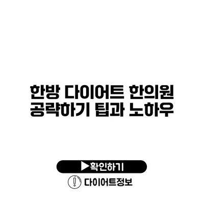 한방 다이어트 한의원 공략하기 팁과 노하우