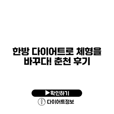 한방 다이어트로 체형을 바꾸다! 춘천 후기