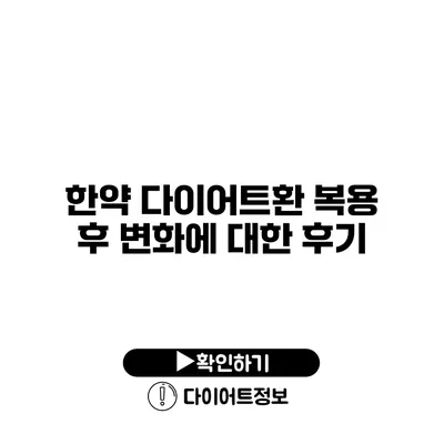 한약 다이어트환 복용 후 변화에 대한 후기