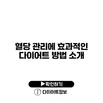 혈당 관리에 효과적인 다이어트 방법 소개