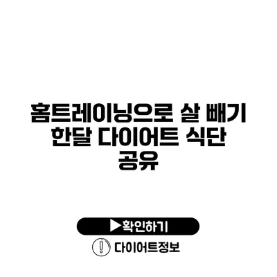 홈트레이닝으로 살 빼기 한달 다이어트 식단 공유