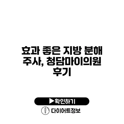 효과 좋은 지방 분해 주사, 청담마이의원 후기