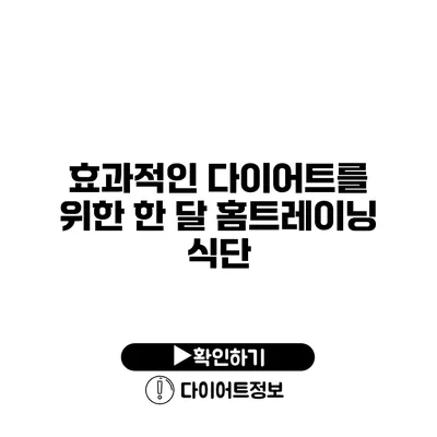 효과적인 다이어트를 위한 한 달 홈트레이닝 식단