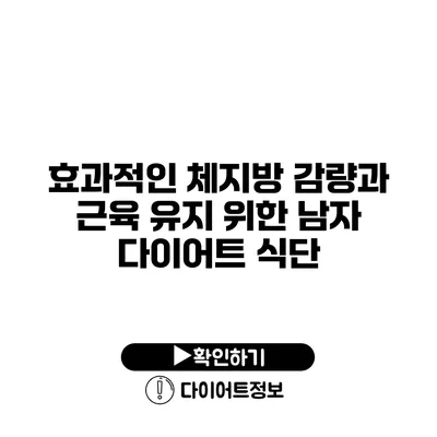 효과적인 체지방 감량과 근육 유지 위한 남자 다이어트 식단