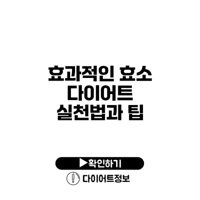 효과적인 효소 다이어트 실천법과 팁