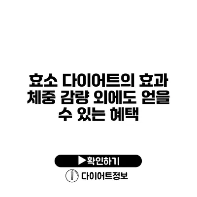 효소 다이어트의 효과 체중 감량 외에도 얻을 수 있는 혜택