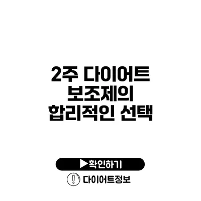 2주 다이어트 보조제의 합리적인 선택