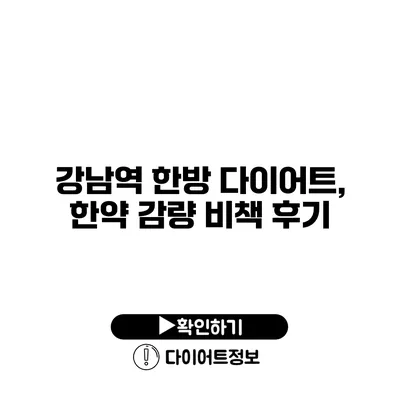 강남역 한방 다이어트, 한약 감량 비책 후기