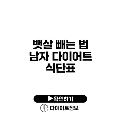 뱃살 빼는 법 남자 다이어트 식단표