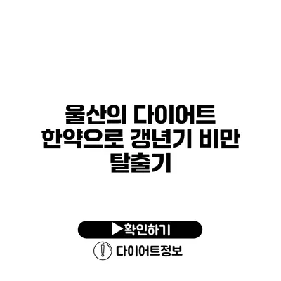 울산의 다이어트 한약으로 갱년기 비만 탈출기