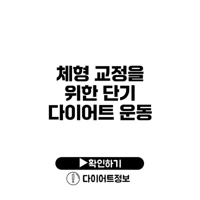 체형 교정을 위한 단기 다이어트 운동