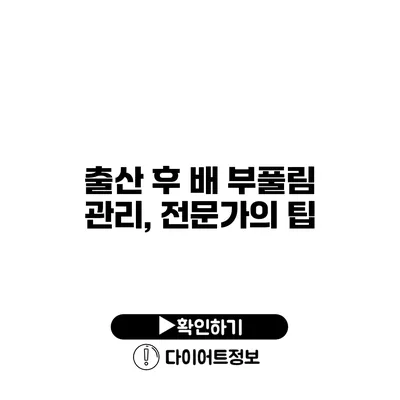 출산 후 배 부풀림 관리, 전문가의 팁